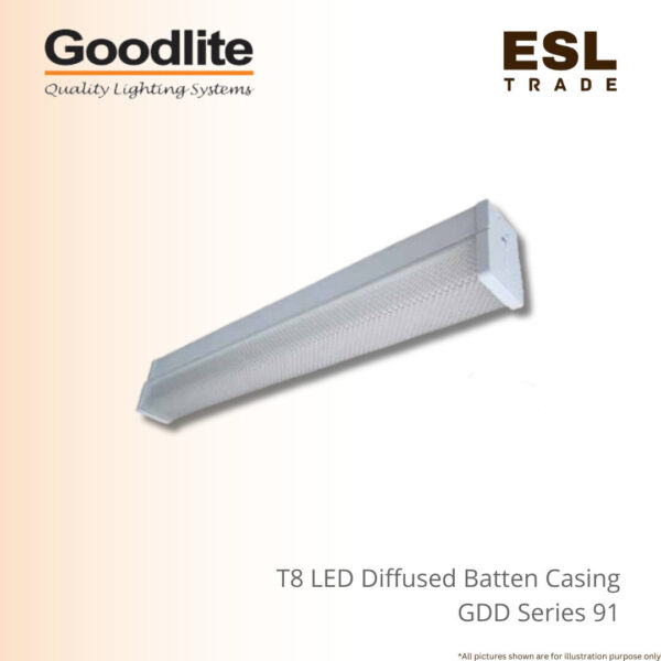 GOODLITE GDD Series 91 T8 LED Diffused Batten Casing - Prismatic Diffuser