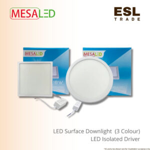 MESALED LED Surface Downlight 3-Color 12W 18W 24W - Round & Square Options with isolated led driver