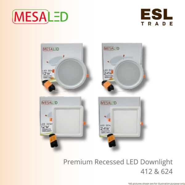 MESALED Premium LED Recessed Downlight 12W 24W - 3000K 4000K 6500K Round Square