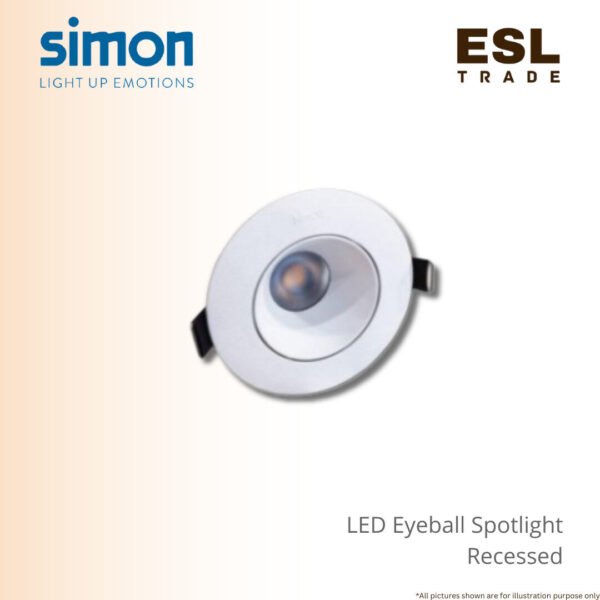 SIMON LED Recessed Eyeball Spotlight 5W - High CRI -Long Life 20000 Hrs