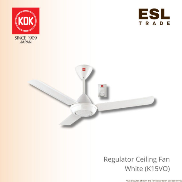 KDK Regulator Ceiling Fan 60" 3 Blade-WHITE-K15VO