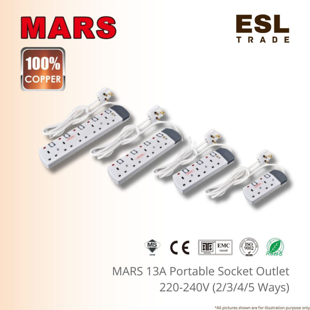 MARS 13A [220-240V] Portable Socket Outlet - Premium Safety | ESL Trade ...