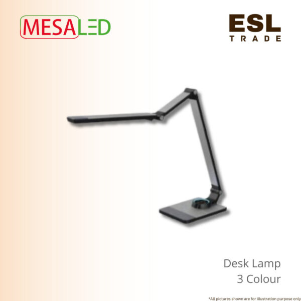 MESALED 3-Color LED Desk Lamp 10W with Stepless Dimming & USB Charging (MSL-TL1229-DIM)