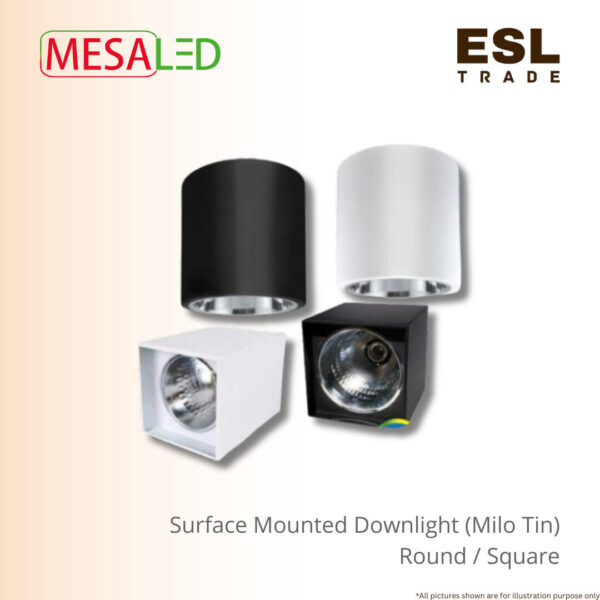 MESALED Round Surface Mount LED Downlight Casing (Milo Tin)