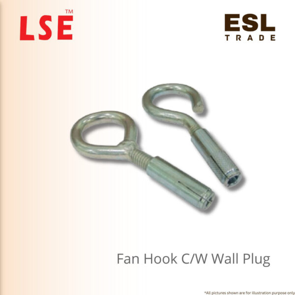 Ceiling Fan Hook with Wall Plug - Steel Zinc Plated