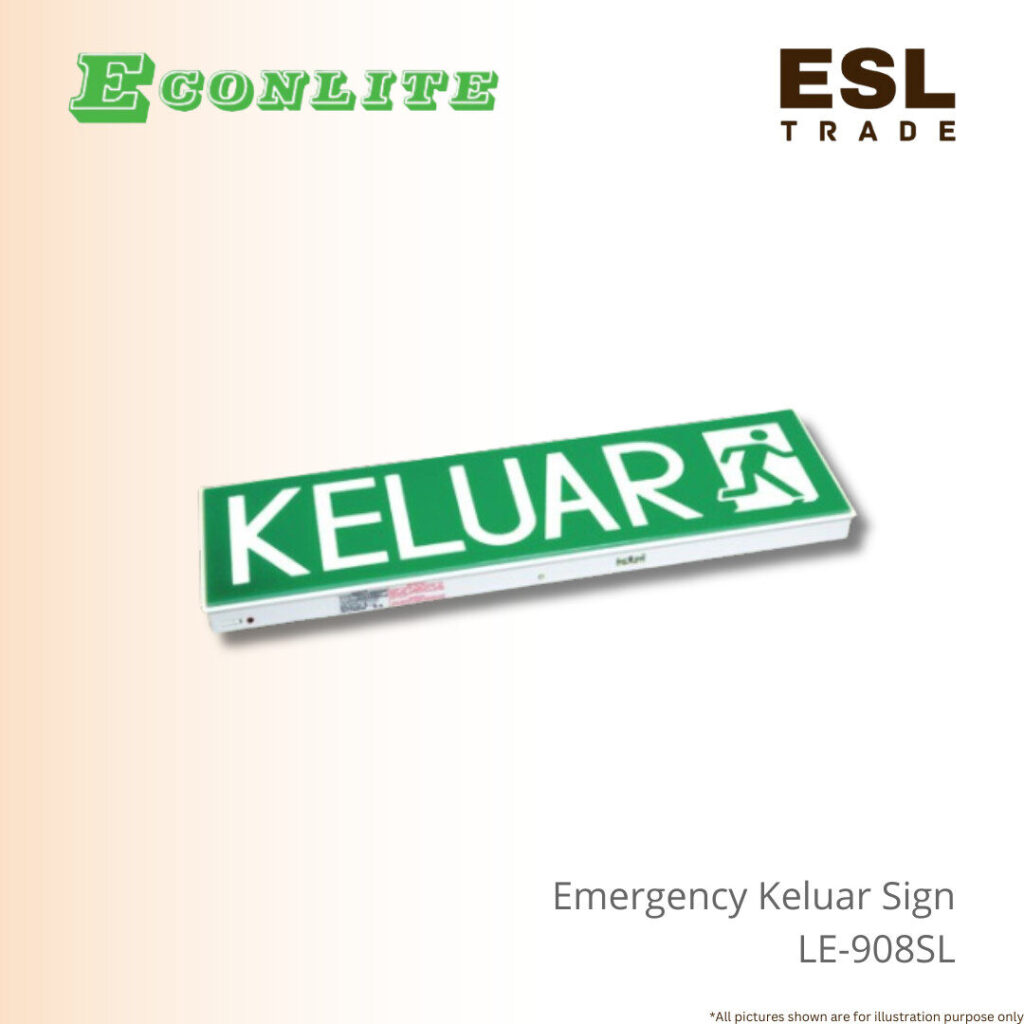 Self Contained Sign ECONLITE Self-Contained Emergency Keluar Sign LE-908SL | ESL Trade Malaysia