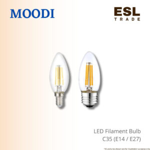 MOODI LED Filament Bulb C35 4W - E14 E27 Clear Candle Bulb