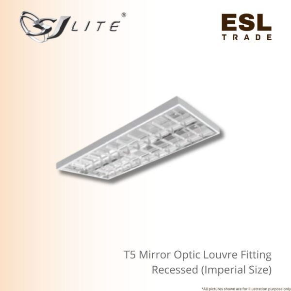 SJLITE T5 Mirror Optic Louvre Fitting (Recessed) cw TL5 Tube (Imperial Size)