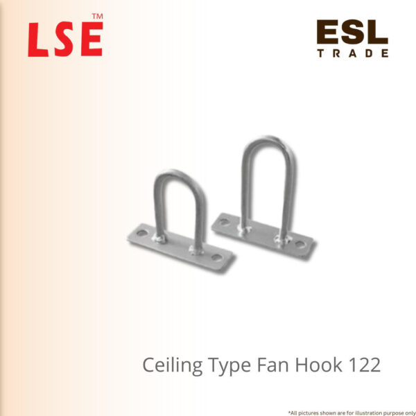 Steel Ceiling Fan Hook, 2 Holes - 2" to 13" Length