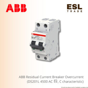 ABB Residual Current Breaker with Overcurrent Protection (RCBO) DS201L 4500 Combined Safety Breaker for Sinusoidal AC Earth Fault Protection