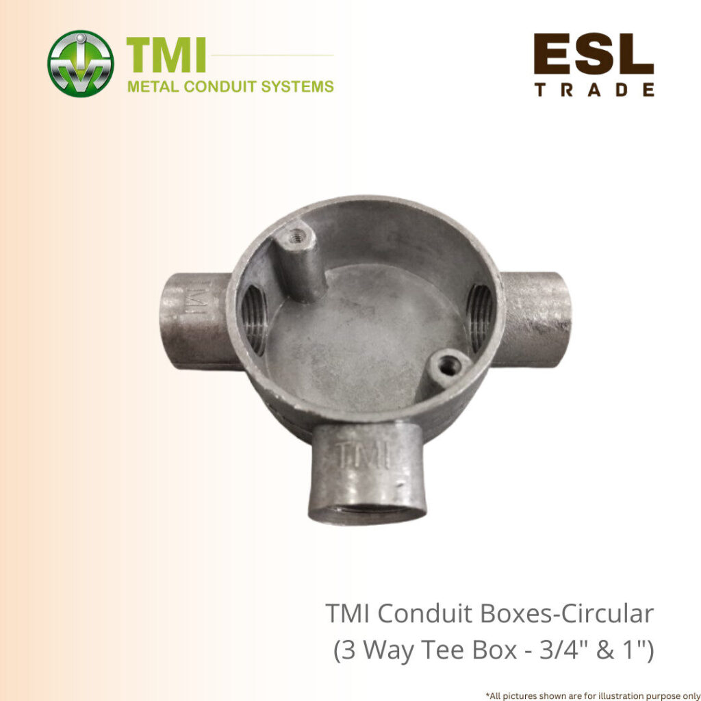 TMI Metal Conduit Box System Circular 3 Way Cross Box 3/4″ & 1 ...