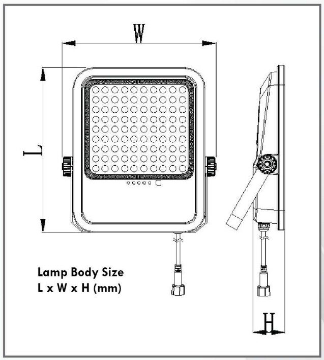 Dimension for Flood Light